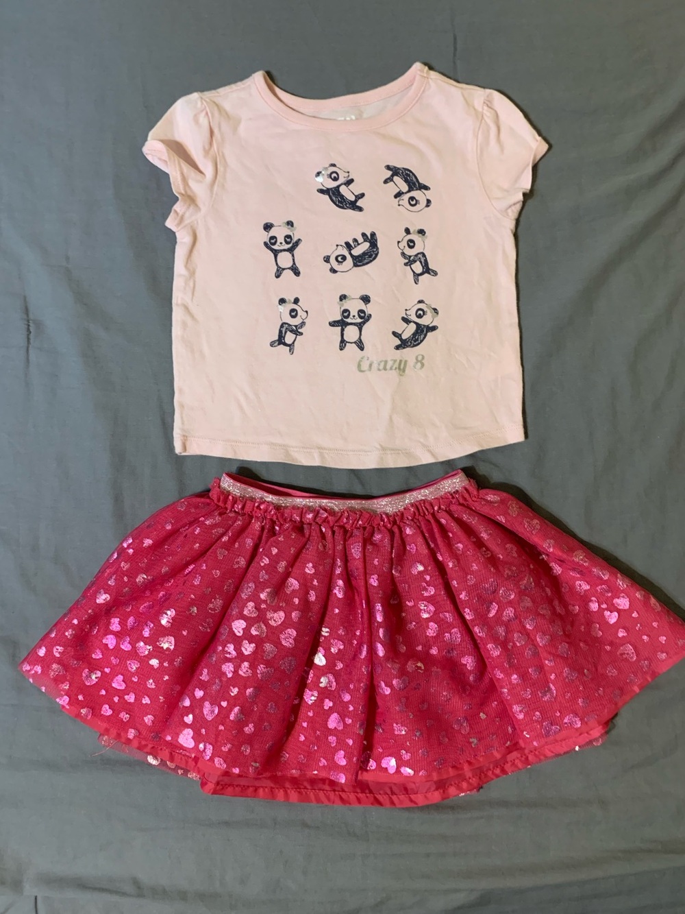 Panda Light Pink Crazy 8 Girls Tee, glittery pink Children’s place heart skirt